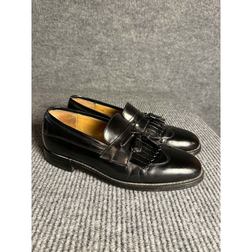 Johnston & Murphy Men's Black Leather Kiltie Tassel Loafers - Size 10 M GUC
